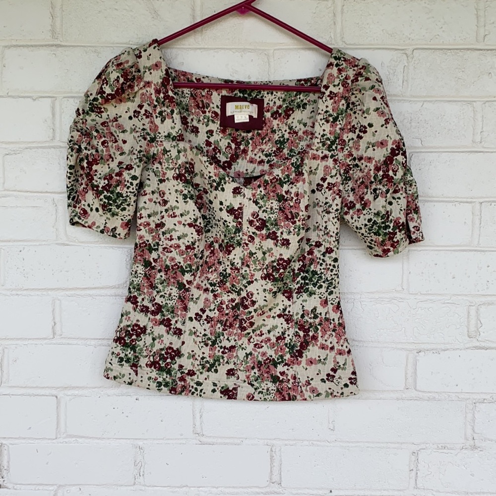 Anthropologie Floral Blouse - Pink and Green - Picture 2 of 12